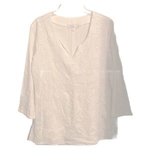 Elegant White Embroidered Women's Coverup